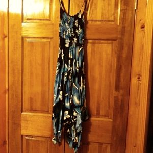 Blue Black Floral Dress